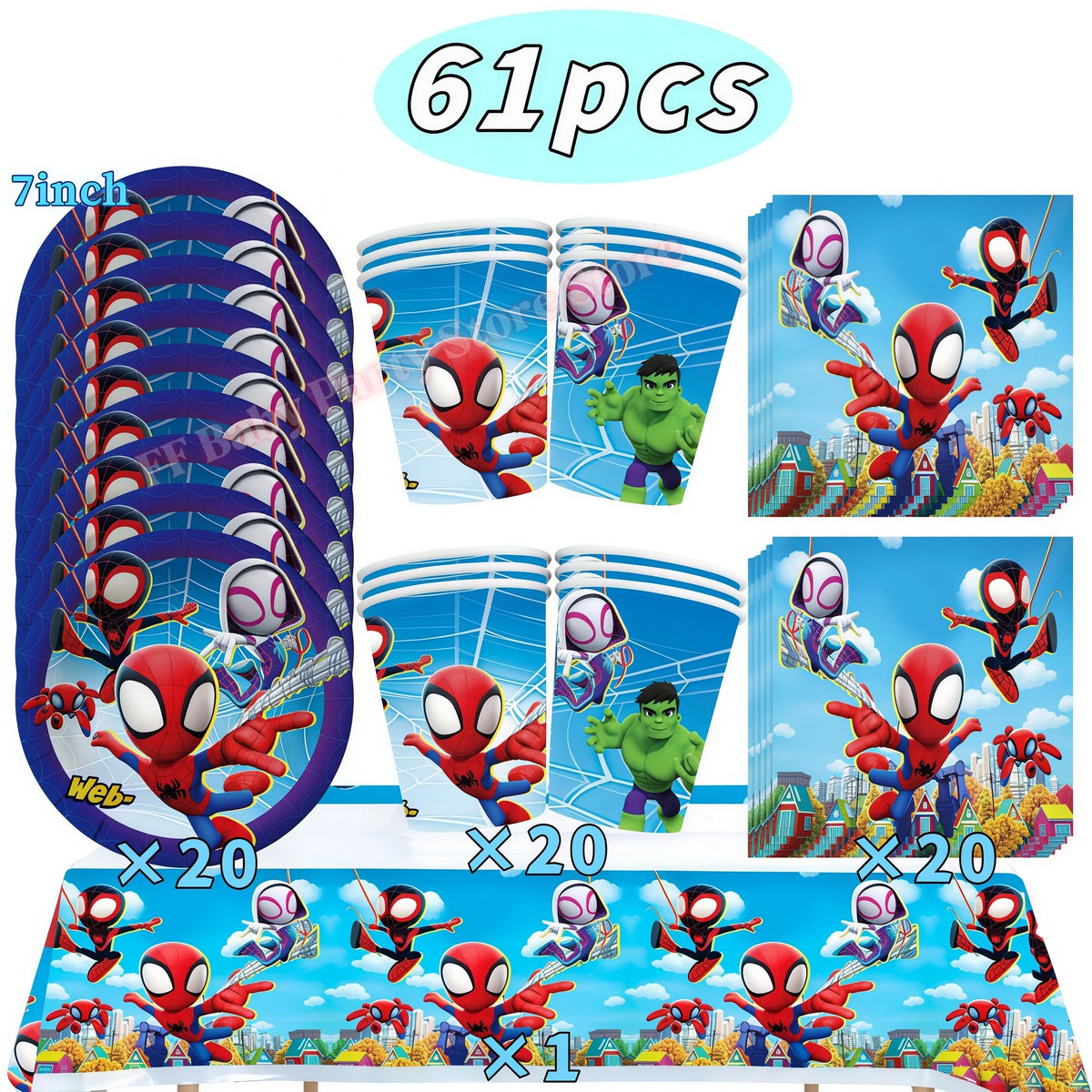 Spider-Man Birthday Party Supplies – Plates, Cups & Balloons Birthday Party Kit Babs 61pcs