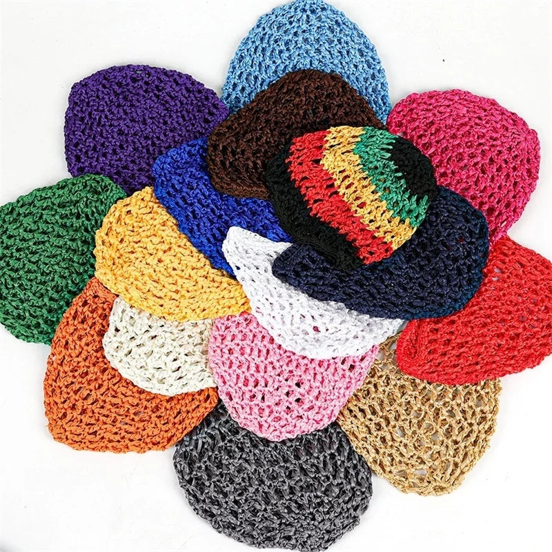 Knitted Mesh Hair Net Cap – Lattice Hair Wrap for Styling Mesh Hair Net Cap Babs red