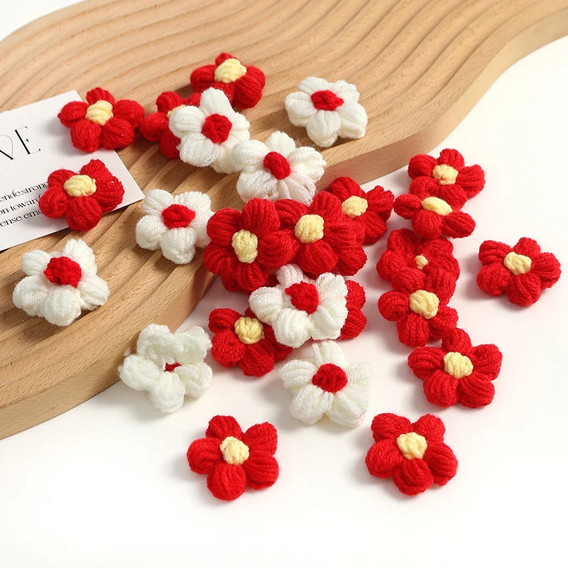 10/20Pcs 4cm Wool Flower Heads DIY Hair Clips Crafts Home Décor DIY Floral Embellishment Babs