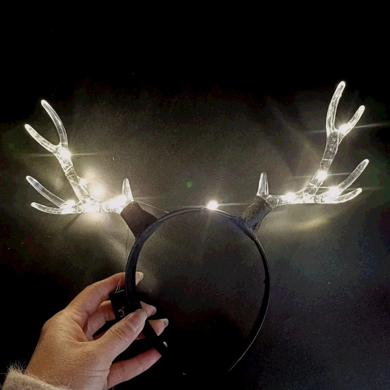 LED Crystal Antler Headband – Halloween & Christmas Party LED Costume Headband Babs