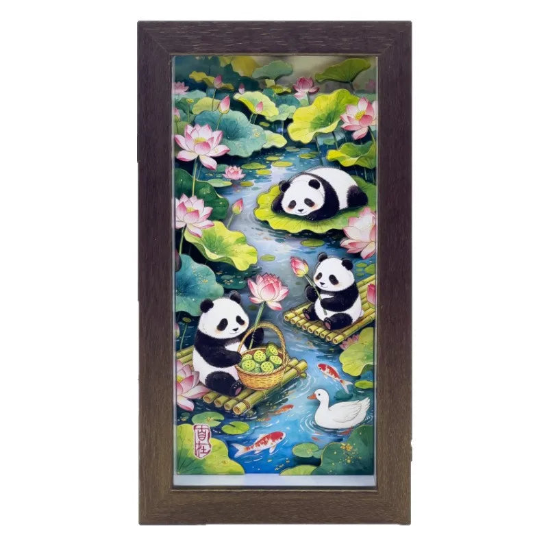 Giant Panda 3D Paper-Cut Craft Frame | Chinese Desktop Decor 3D Paper-Cut Frame Babs