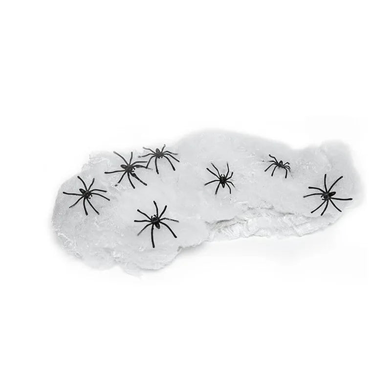 Glow in the Dark Spider Web Halloween Decoration + Fake Spiders Halloween Decoration Set Babs