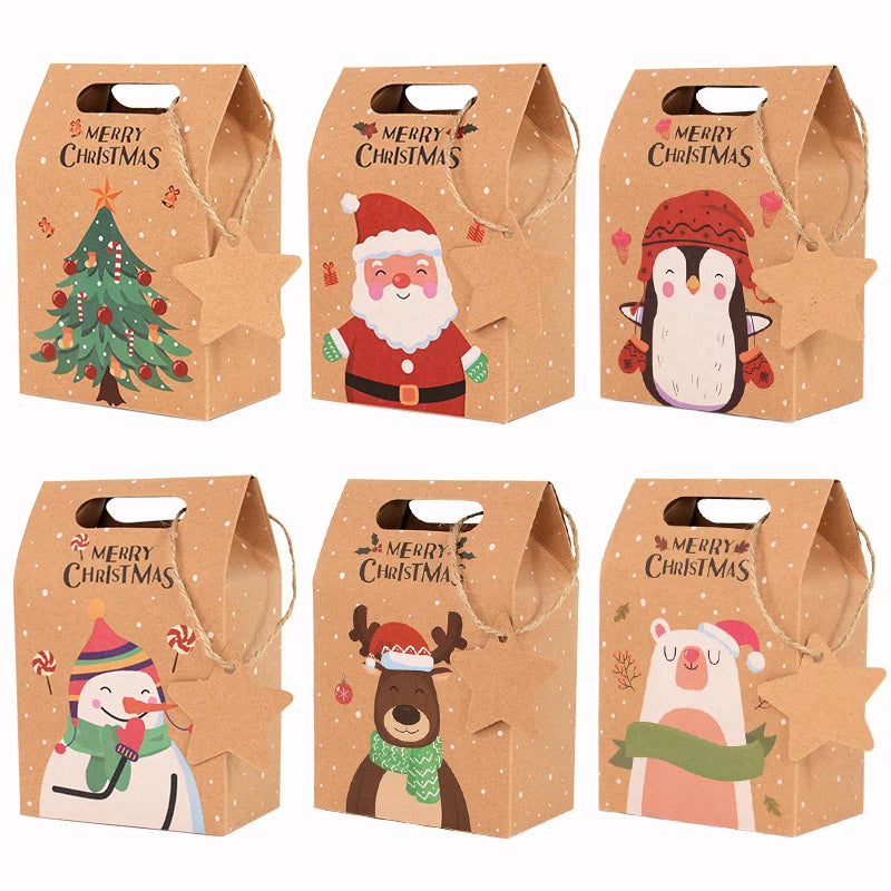 Christmas Kraft Paper Candy Gift Boxes with Tags – 6/12/24 Pcs Holiday Gift Boxes Babs Brown 12pcs