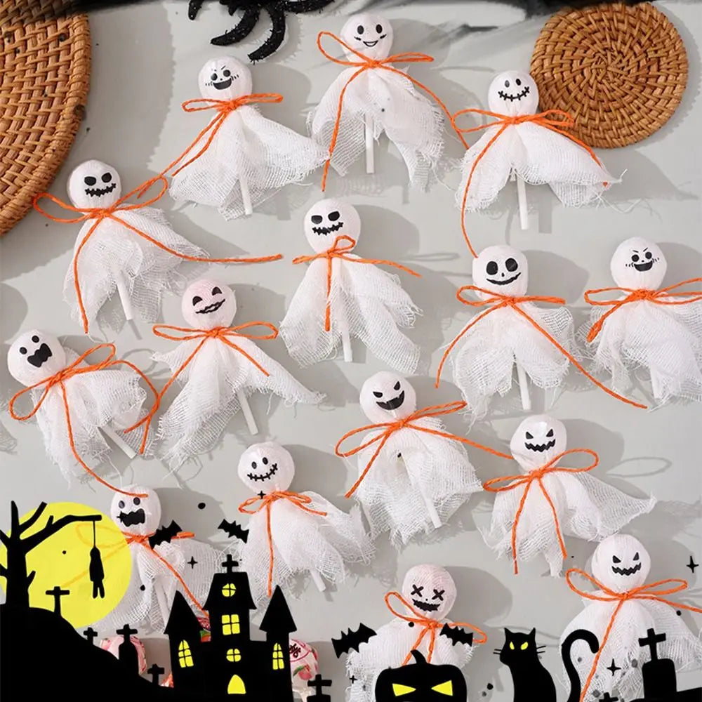 12 Pcs Halloween Ghost Lollipop Wrappers – DIY Candy Decor Halloween Party Favors Babs