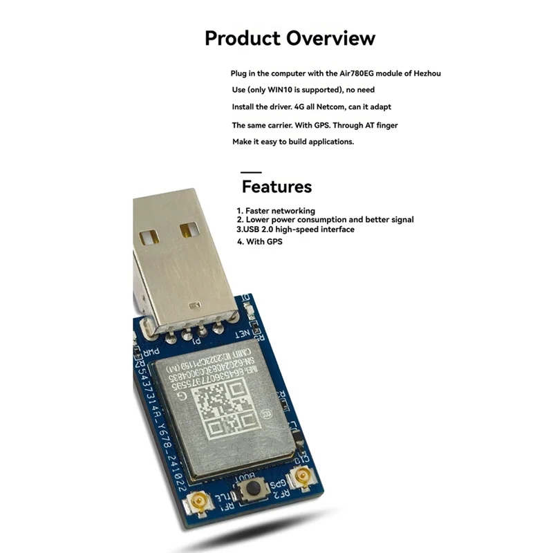 Air780EG 4G USB Module with GPS – Plug & Play, No Driver 4G USB Module Babs