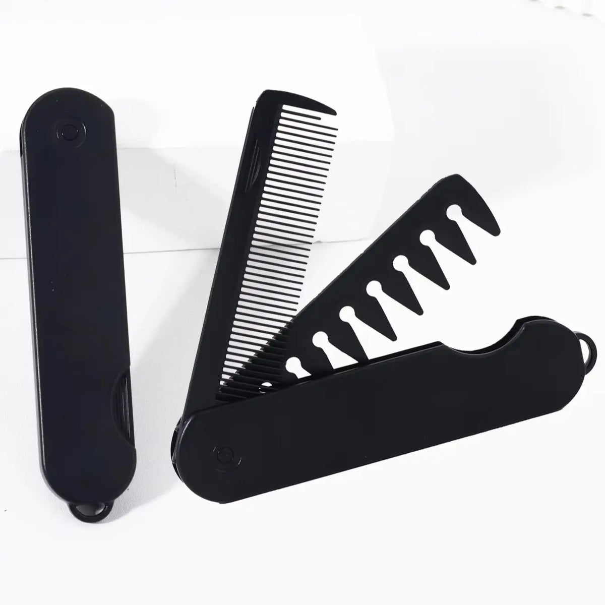 2-in-1 Folding Hair & Beard Comb – Dual Tooth Travel Comb Folding Beard Comb Babs