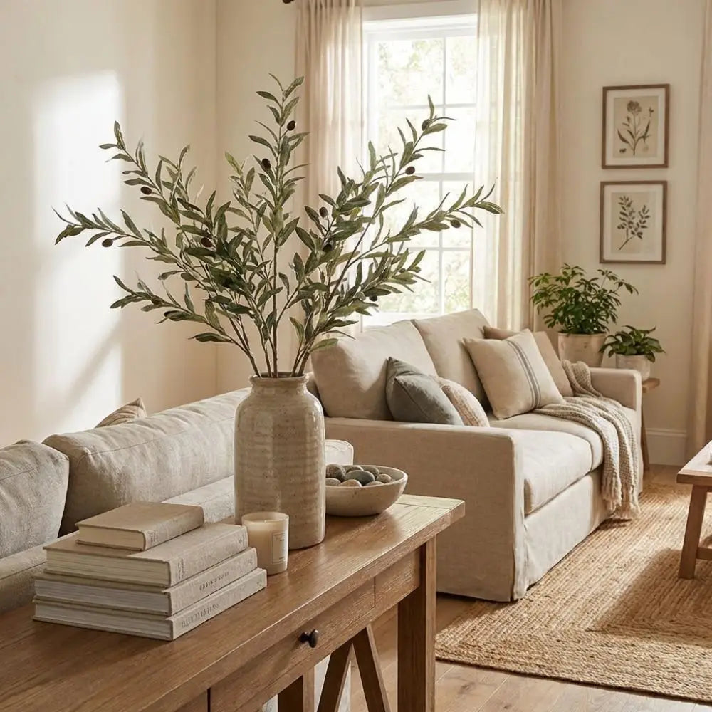 Artificial Olive Branch with Fruit – Lifelike Faux Plant Decor Artificial Plant Decor Babs