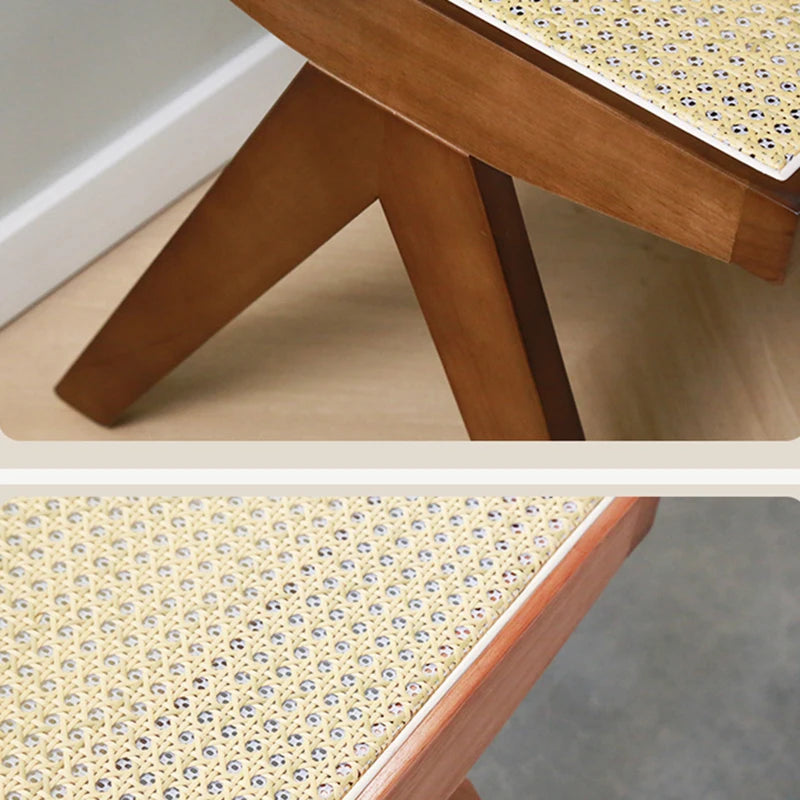 Vintage Solid Wood Woven Bench Ottoman | Modern Living Room Wooden Bench Ottoman Babs