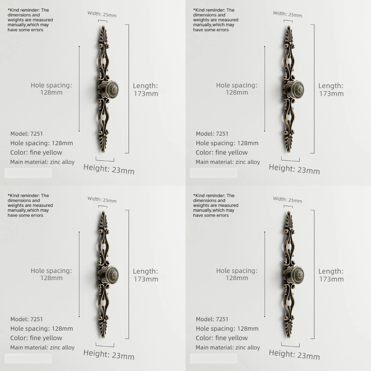 4pcs Vintage Bronze Cabinet Drawer Pull Handles – Zinc Alloy Cabinet Drawer Handles Babs 4pcs-C