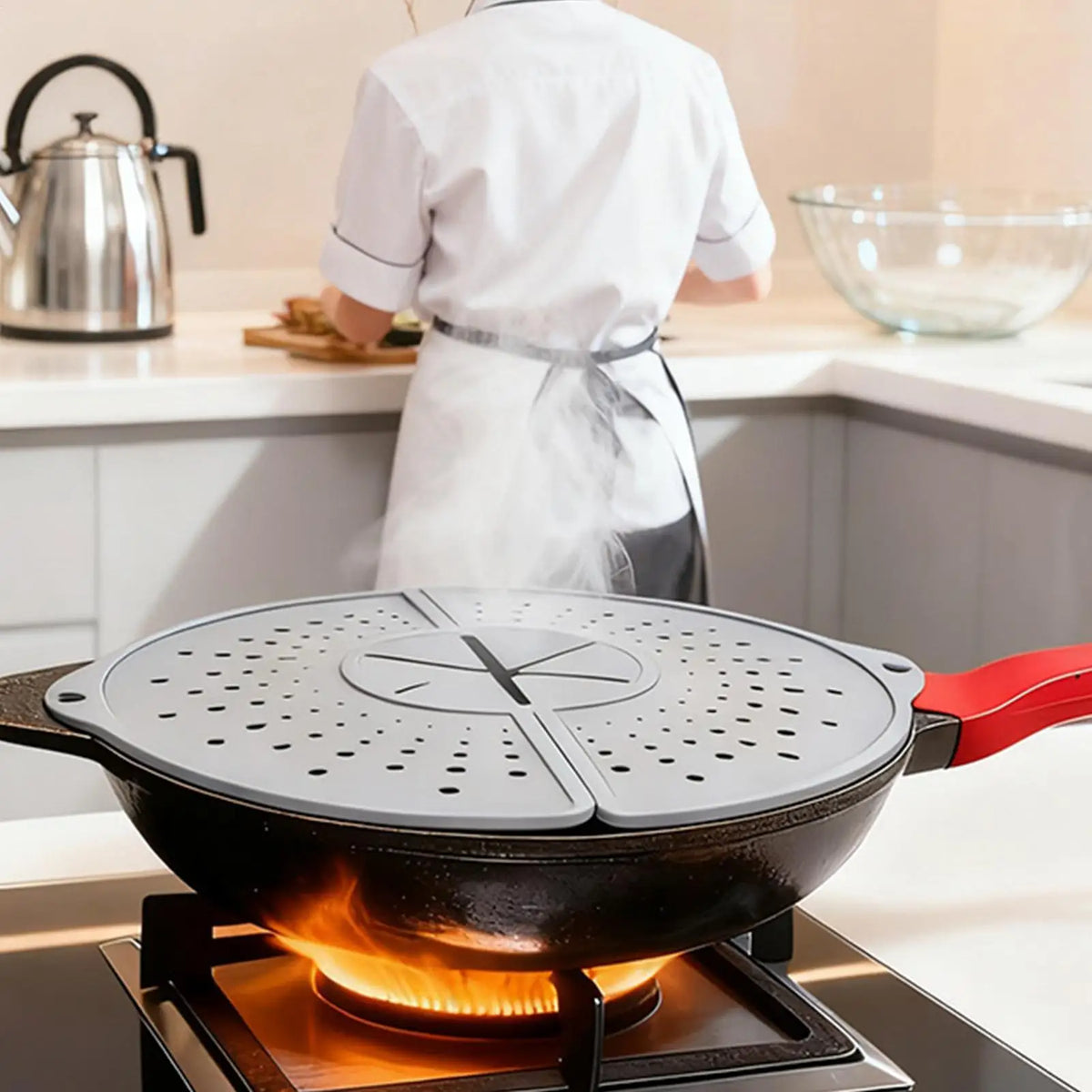 Foldable Silicone Splatter Screen – Oil Splash Guard Pan Lid Silicone Splatter Screen Babs