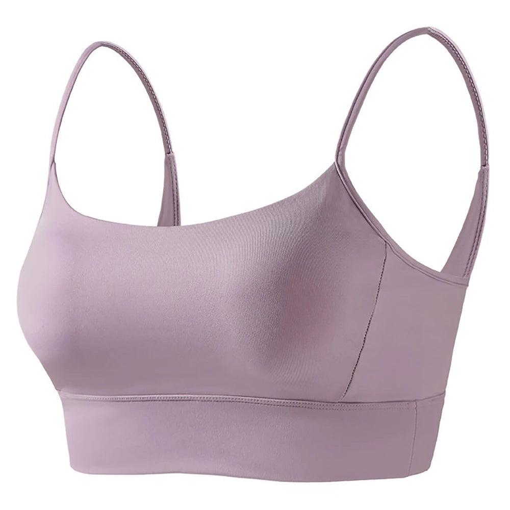 Women's Low Back Padded Sports Bra – Wireless Yoga Bralette Sports Bra Babs Light Purple L