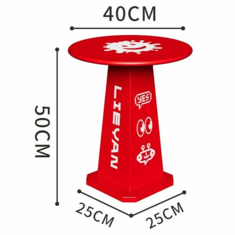 Modern Round Metal Side Table | Minimalist Living Room Coffee Table Round Side Table Babs Red