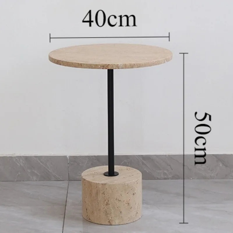 Round Marble Side Table – Luxury Vintage Coffee Table & Iron Frame Marble Side Table Babs 40X40X55CM
