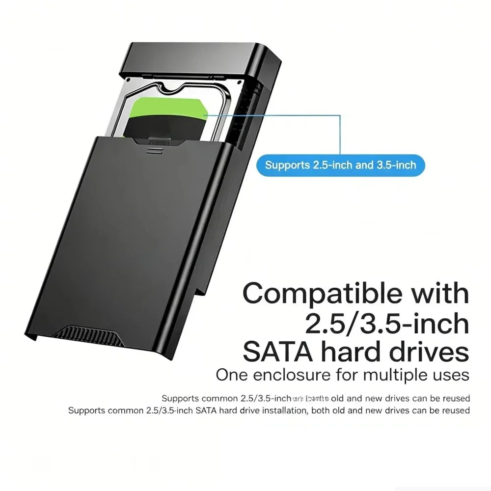 USB 3.1 SATA HDD Enclosure 2.5" & 3.5" – 5Gbps UASP, 20TB HDD Enclosure Babs