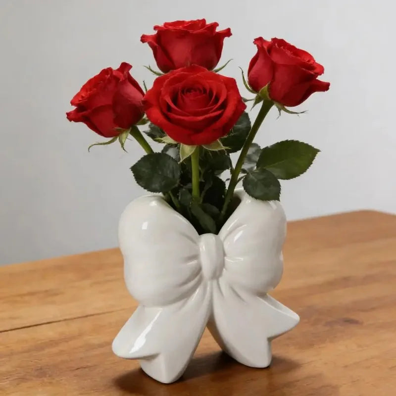 Ceramic Bow Flower Vase – Modern Bowknot Home Décor Decorative Ceramic Vase Babs