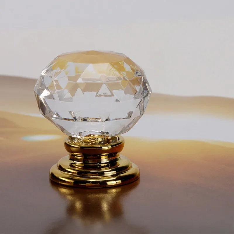 5pcs Crystal Acrylic Round Cabinet & Drawer Handles – 4 Colors Cabinet Drawer Pulls Babs gold