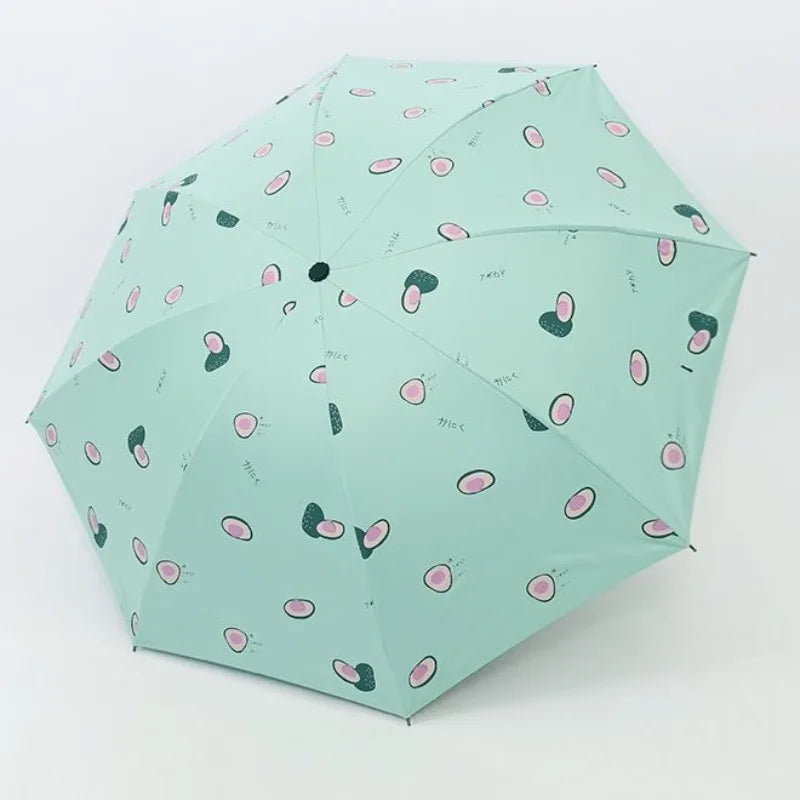 Strawberry Folding Umbrella UPF40+ UV Protection – 3-Fold Compact Folding UV Umbrella Babs