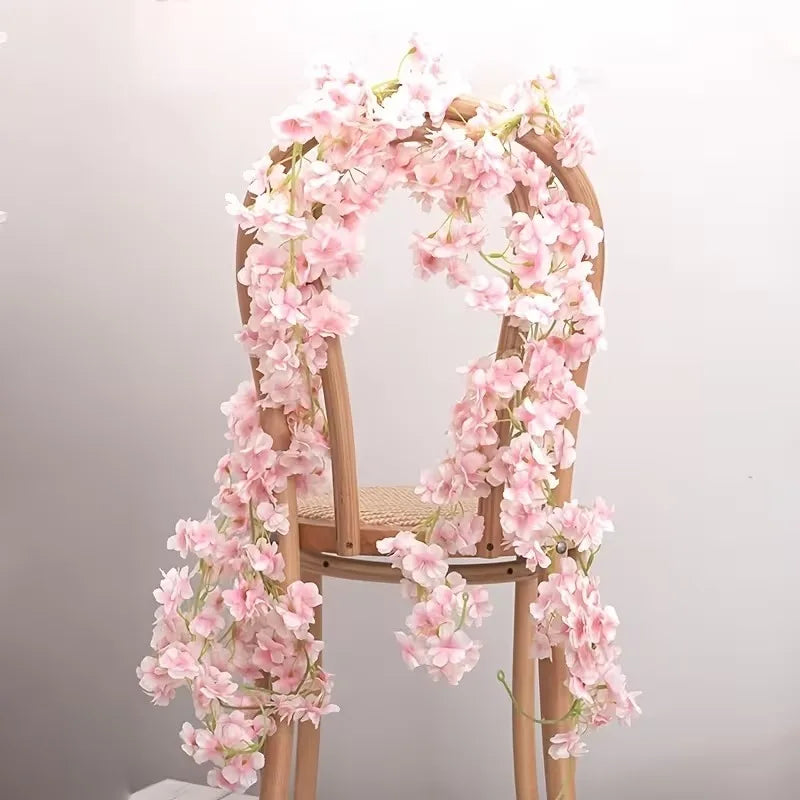 180cm Artificial Cherry Blossom Garland Hanging Vine Wall Decor Artificial Flower Garland Babs