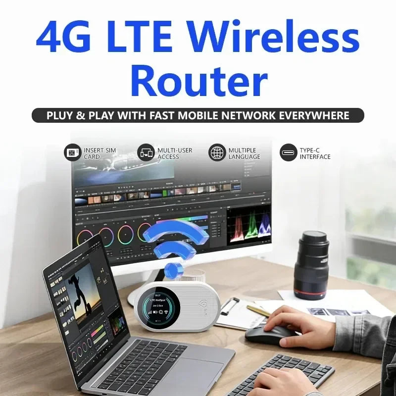 KEBIDUMEI WiFi 6 4G LTE Portable Hotspot – 3000mAh Router Portable WiFi Hotspot Babs
