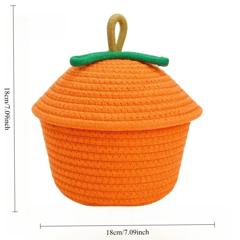 Halloween Woven Pumpkin Basket with Lid | Candy & Gift Basket Halloween Storage Basket Babs
