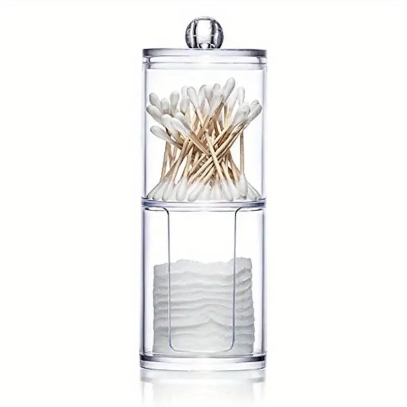 Round Acrylic Q-Tip & Cosmetic Storage Box Organizer Cosmetic Storage Organizer Babs