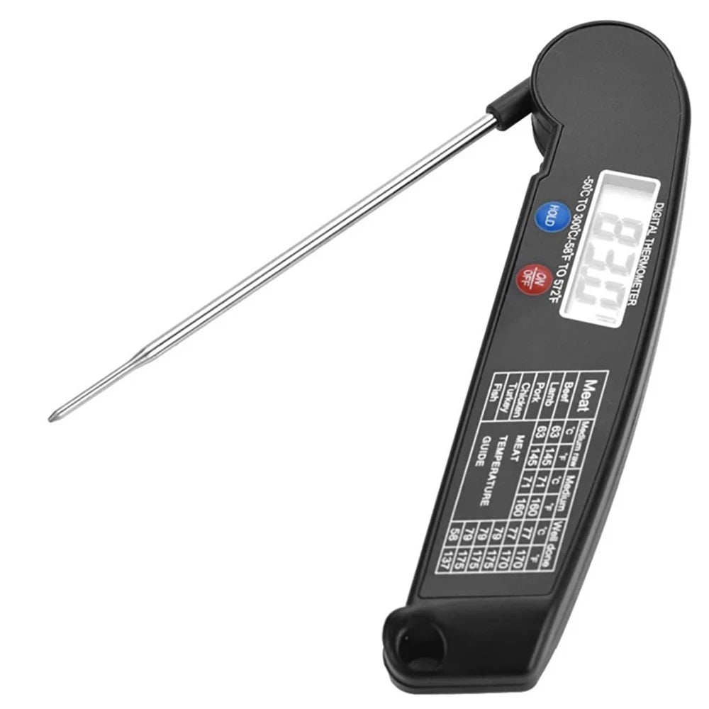 Foldable Digital Food Thermometer – Instant Read Meat & BBQ Digital Food Thermometer Babs Black