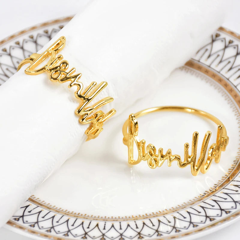 Bismillah Napkin Rings Eid Mubarak Ramadan Table Decor 2/4/6Pcs Napkin Rings Babs