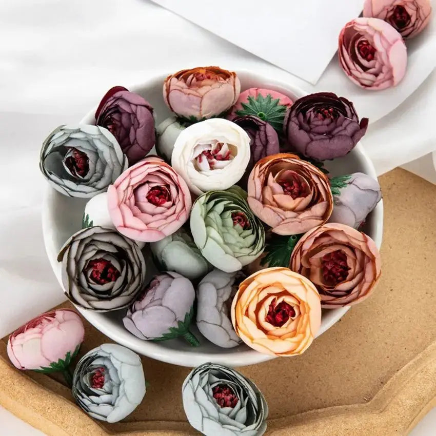 Silk Tea Rose Bud Artificial Flowers – Wedding & Home Décor Artificial Silk Flowers Babs MULTI 10pcs