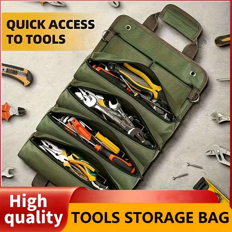 Roll Up Tool Bag | Multi-Pocket Organizer & Shoulder Strap Roll Up Tool Bag Babs