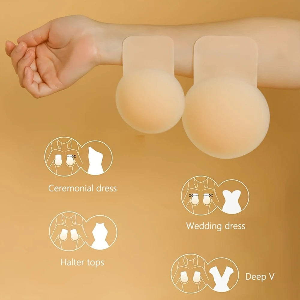Reusable Silicone Breast Lift Pasties – Invisible Sticky Bra Silicone Breast Pasties Babs