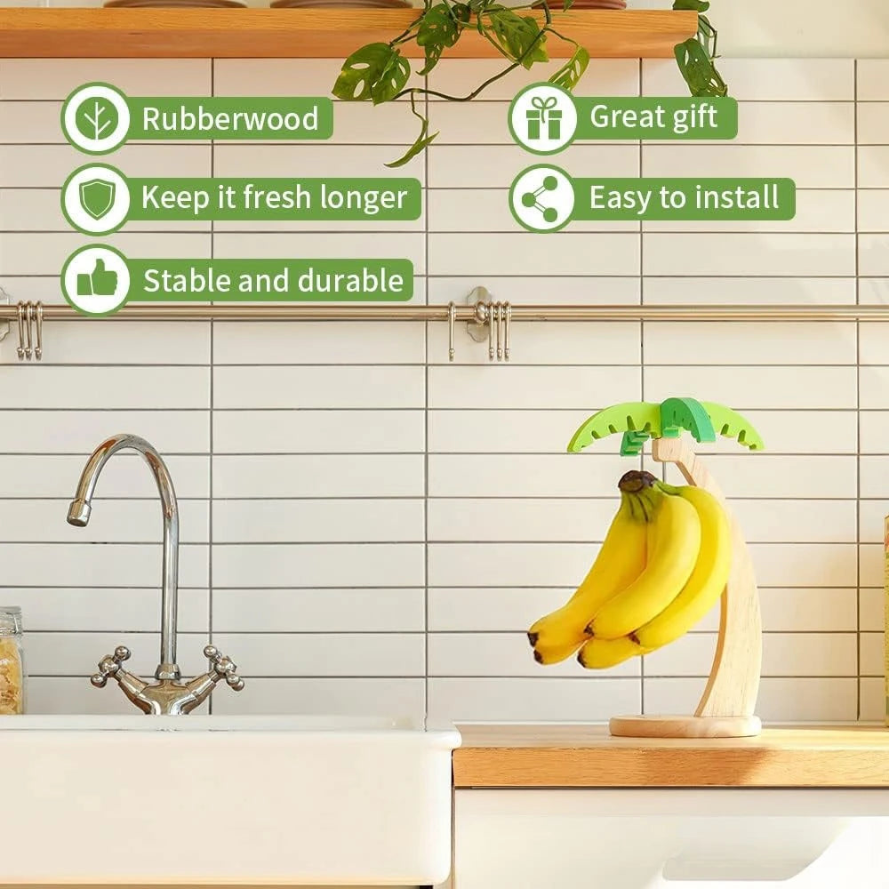 Wooden Banana Hanger Rack – Decorative Leaf & Hook Fruit Hanger Rack Babs