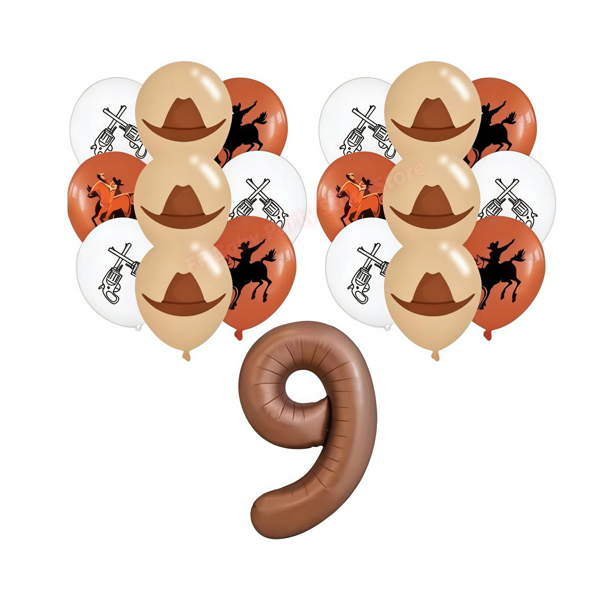 Wild West Cowboy Party Decoration Set – Balloons, Plates & Cups Party Decoration Set Babs 19pcs balloons-9 others