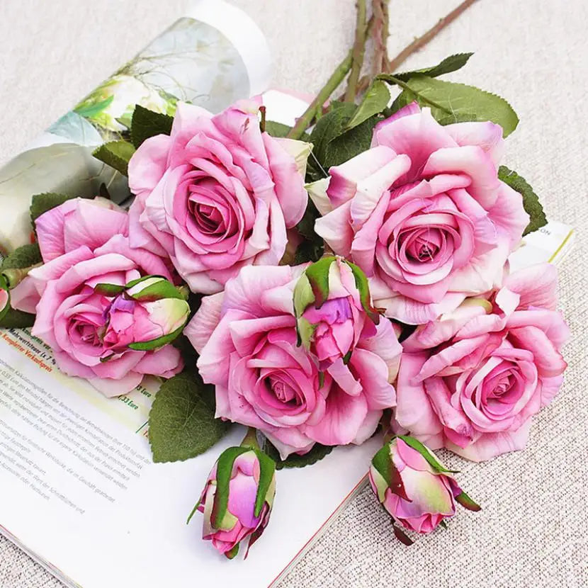 Artificial Silk Pink Rose Bouquet – Home & Wedding Decor Artificial Flower Bouquet Babs