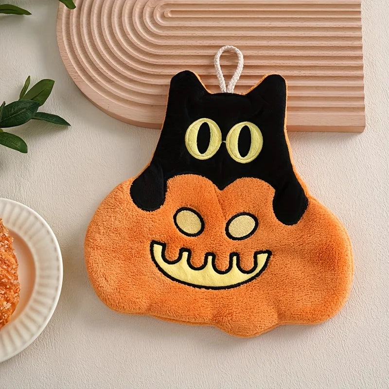 Halloween Pumpkin Hanging Hand Towel – Coral Velvet Kitchen & Bath Decorative Hand Towel Babs style1