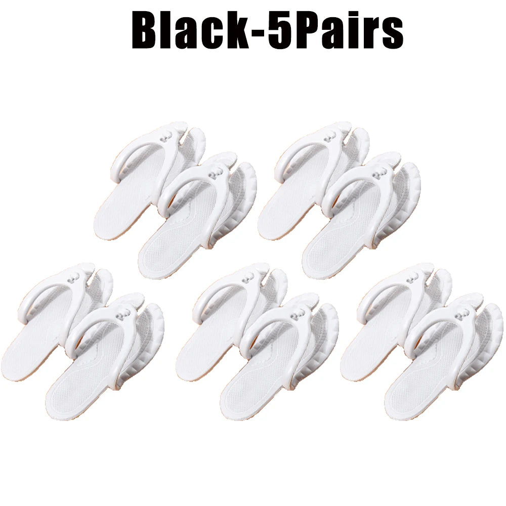 Foldable Travel Slippers Unisex Lightweight Anti-Slip Sandals Foldable Travel Slippers Babs White-5Pairs 44-45