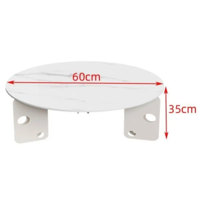 Modern Round Coffee Table – Rock Slab Top & Steel Frame Round Coffee Table Babs White-60CM