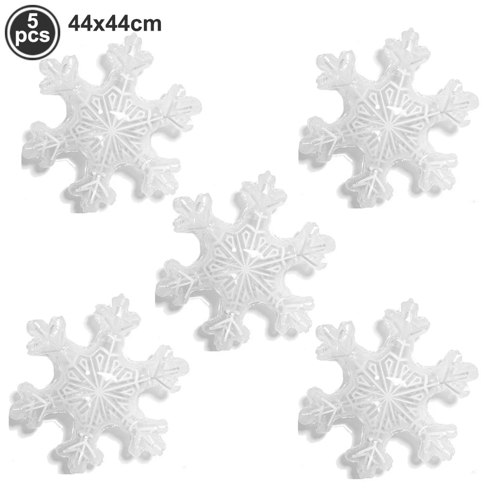 Snowflake Foil Balloons – White Pink Blue Party Décor Foil Party Balloons Babs 5pcs As pictures show