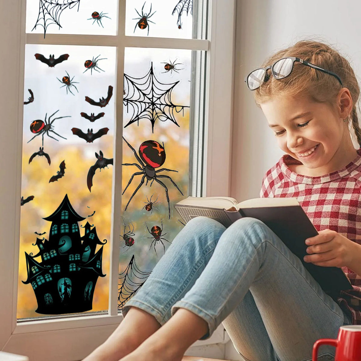 Large Halloween Window Stickers – Witches, Ghosts & Bats Halloween Window Stickers Babs
