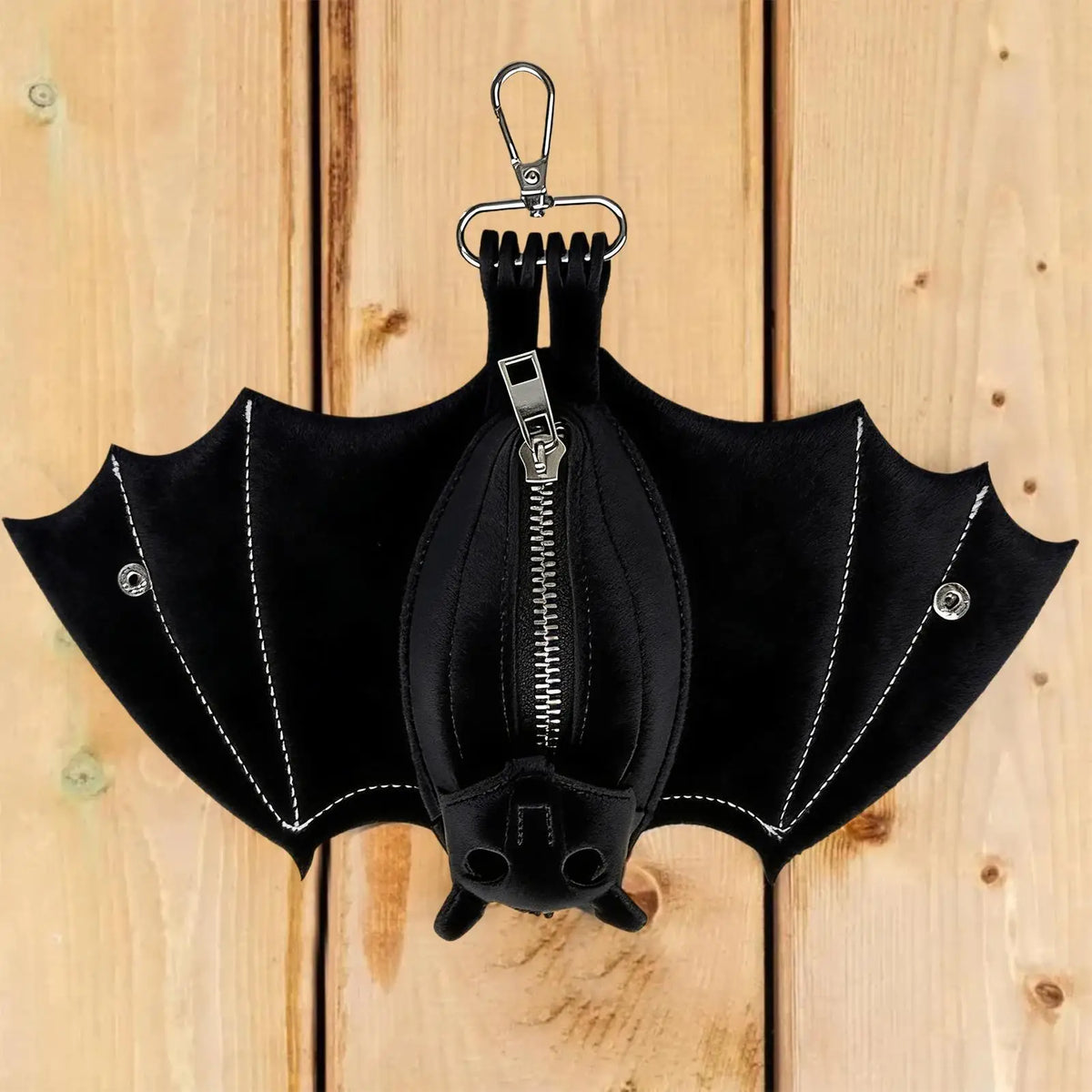 Gothic Bat Coin Purse PU Leather Keychain with Foldable Wings Gothic Coin Purse Babs