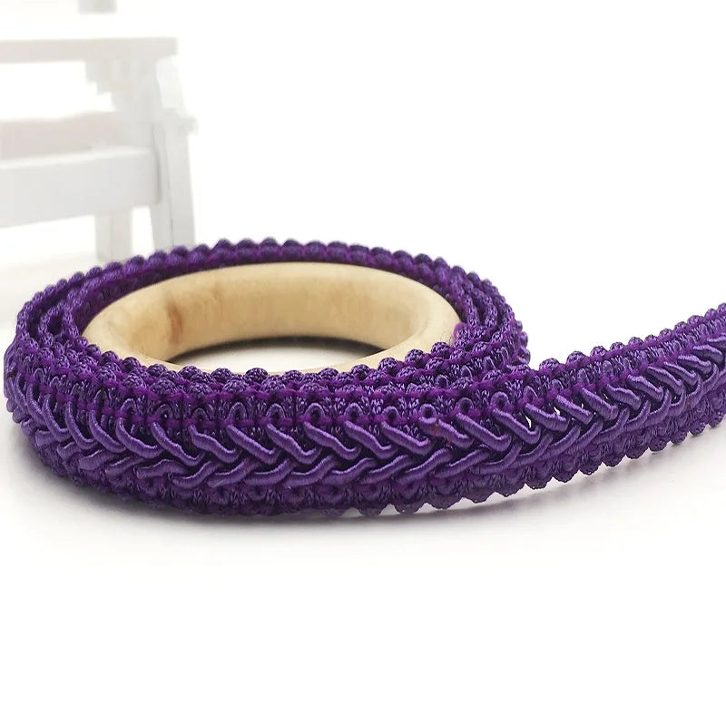 5M Centipede Braided Cotton Lace Trim 12mm – DIY Sewing Ribbon Lace Trim Ribbon Babs dark purple