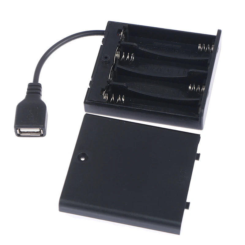 4 AA USB Battery Box 5V Mini Power Supply for LED Strip Lights USB Battery Box Babs