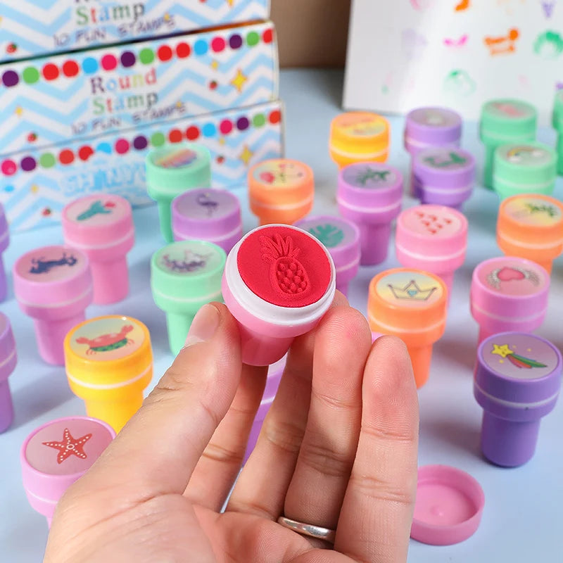 10-Piece Kids Self-Ink Stamps Unicorn Mermaid Party Favors Kids Party Stamps Babs