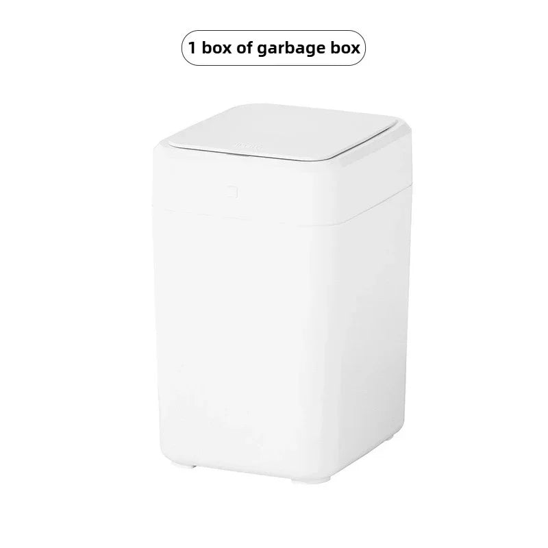 White Smart Sensor Trash Can 17L – Auto Inductive Wastebasket Smart Trash Can Babs 1 boxes of garbage