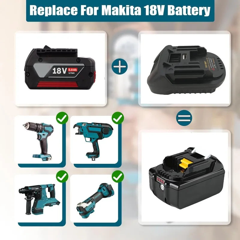 BS18MT Adapter: Bosch 18V Battery to Makita 18V Tools Battery Adapter Babs