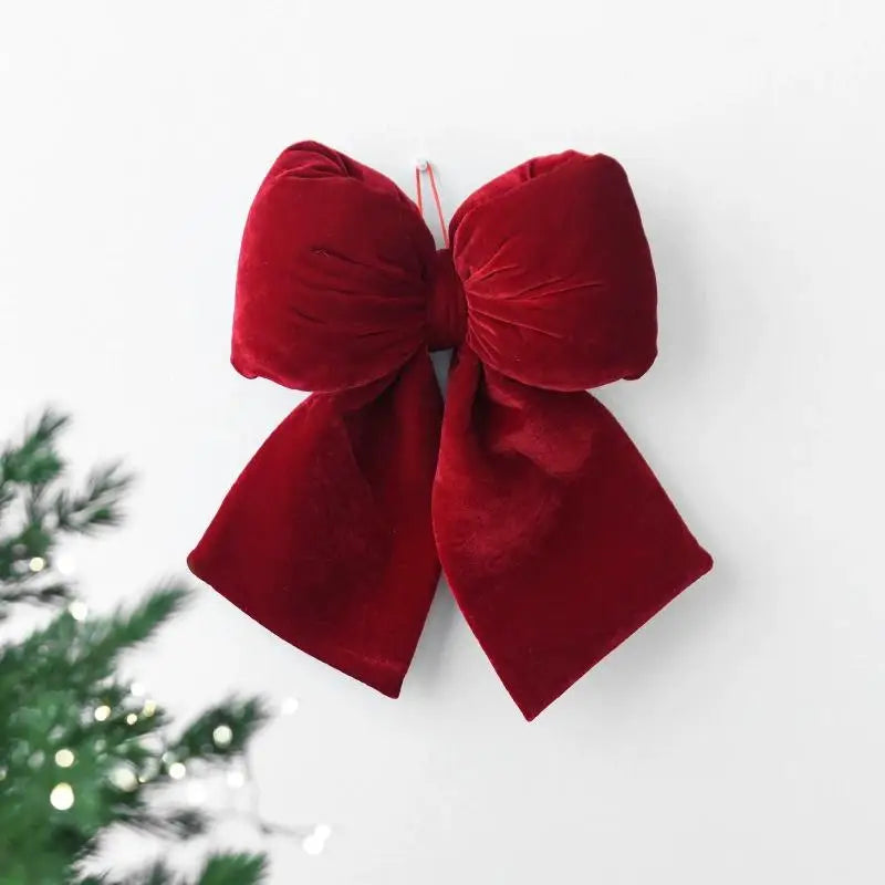 Christmas Velvet Red Bow Ornaments – Xmas Tree Hanging Décor Christmas Bow Ornament Babs
