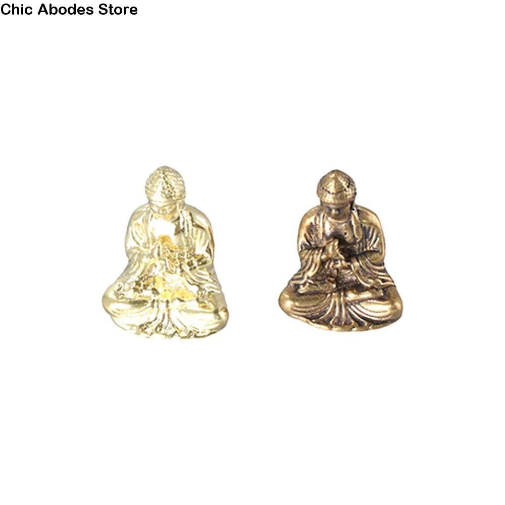 Miniature Brass Buddha Figurine Desktop Ornament | Bonsai Decor Decorative Figurine Babs