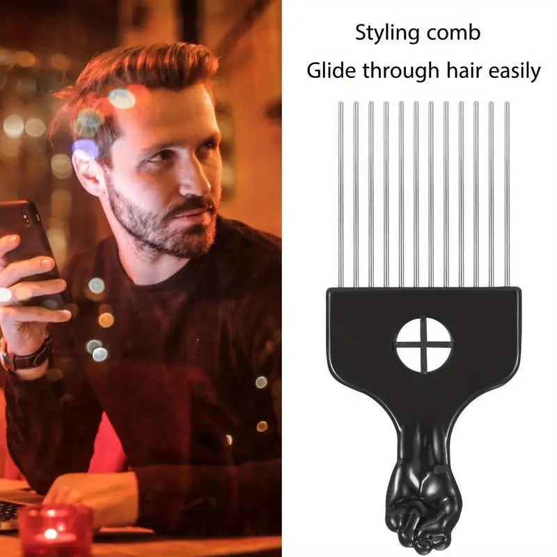 2-Pack Metal Afro Pick Combs – Curly Hair Detangling & Lift Afro Hair Pick Comb Babs