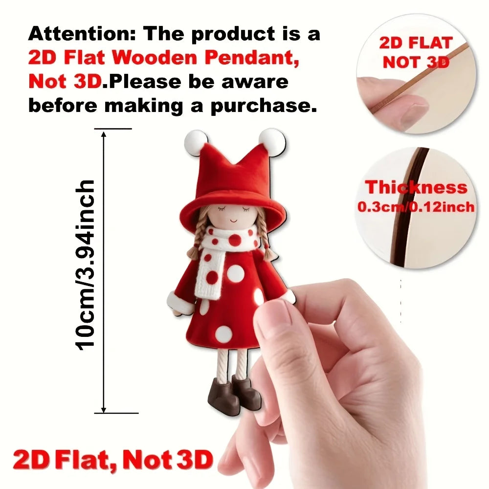 16PCS Wooden Christmas Hat Hanging Ornaments – Red & White Christmas Ornaments Babs
