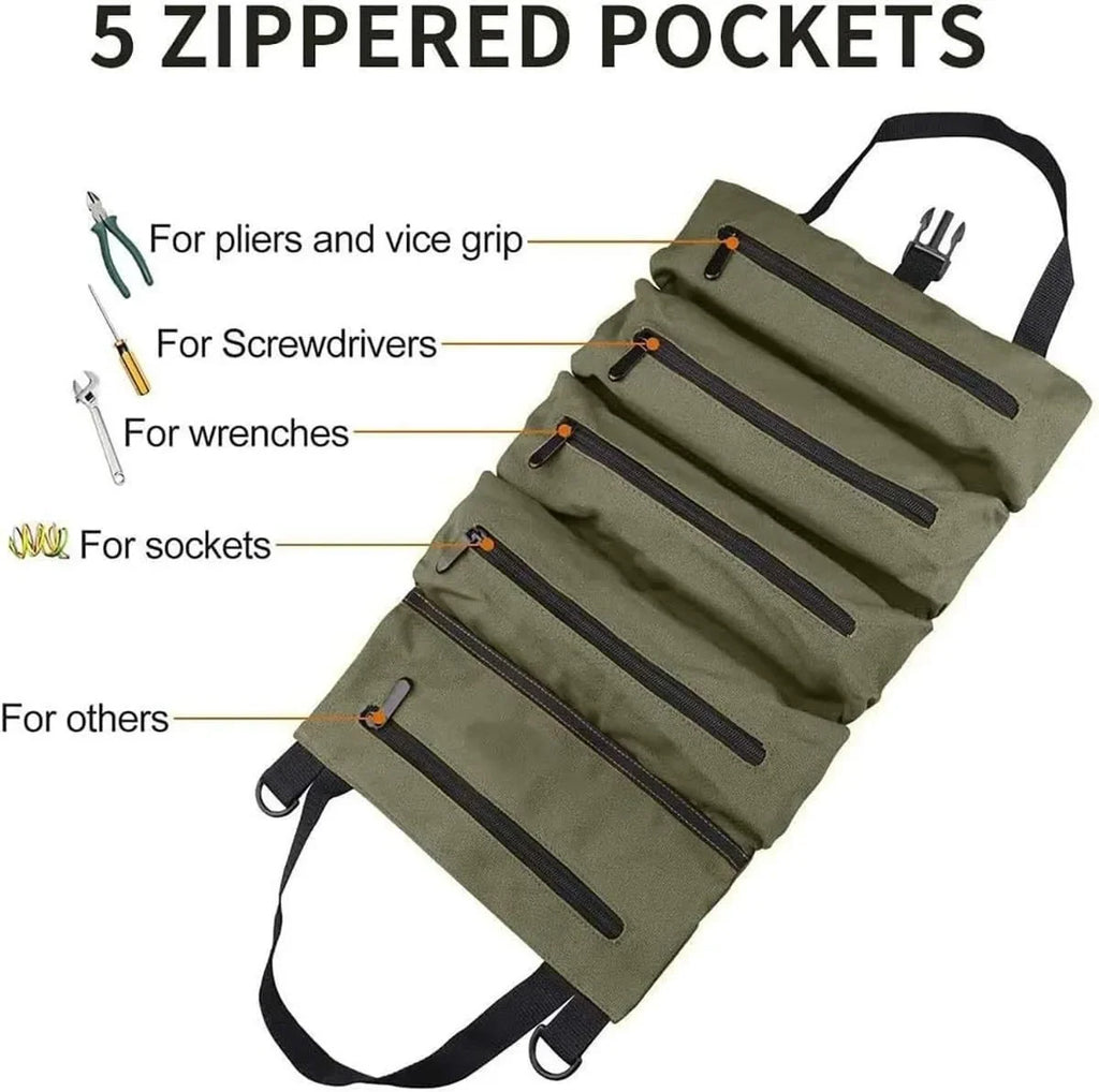 Heavy-Duty Oxford Roll-Up Tool Bag | Multi-Tool Organizer Roll-Up Tool Bag Babs
