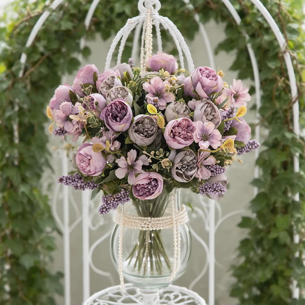 Silk Rose Peony Artificial Flowers – Wedding & Home Décor Bouquet Artificial Flower Bouquet Babs
